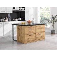 Vente-unique Central Kitchen Island With 6 Drawers In MDF & Metal - Black and