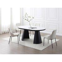 Vente-unique 6 - 10 Seater Extendable Dining Table In MDF & Metal - White and in Black