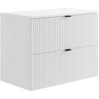 Vente-unique Wall-Mounted Ribbed Vanity Unit With Top - White - L80 Cm - ZEVINI