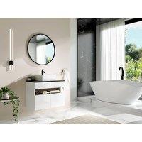 Vente-unique Wall-Hung Bathroom Unit With Leds & Countertop Basin - White and in Black