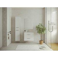 Vente-unique Wall-Hung Bathroom Unit With Single Basin & Storage Tall Unit in White