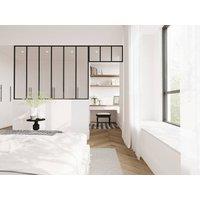 Vente-unique Studio-Style Glass Panel In Powder Coated Aluminium - W180 X H130 + in Black