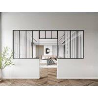 Vente-unique Set Of 2 Studio-Style Glass Panels In Powder Coated Aluminium - 2 X in Black