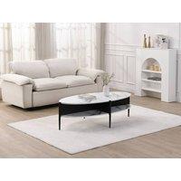 Vente-unique Oval Coffee Table With 4 Niches In MDF & Metal - White & Black
