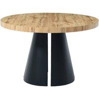 Vente-unique Extendable Dining Table 4 To 12 People In MDF & Black Metal - Light in Light Oak