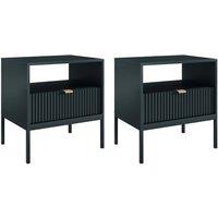 Vente-unique Set Of 2 Bedside Tables With 1 Drawer & 1 Open Compartment - Black