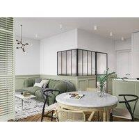 Vente-unique Corner Industrial-Style Glass Partition In Powder-Coated Aluminium in Black
