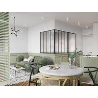 Vente-unique Corner Industrial-Style Glass Partition In Powder-Coated Aluminium in Black
