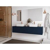 Vente-unique Wall-Hung Vanity Unit - Midnight Blue - W150 Cm - ISAURE II