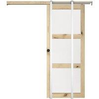 Vente-unique Sliding Pocket Door With 3 Windows - H205 X W63 Cm - Natural MDF in Light Oak