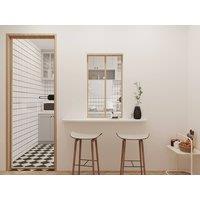 Vente-unique Industrial-Style Glass Partition In Powder-Coated Aluminium - Light in Light Oak