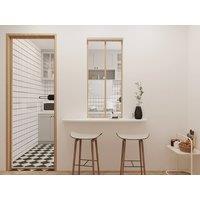 Vente-unique Industrial-Style Glass Partition In Powder-Coated Aluminium - Light in Light Oak