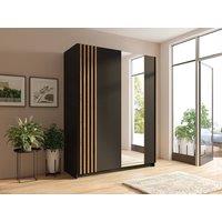Vente-unique 2-Door Sliding Wardrobe - With Mirror - W150 Cm - Black & Natural