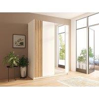 Vente-unique 2-Door Sliding Wardrobe - With Mirror - W150 Cm - White & Natural
