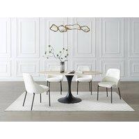 Vente-unique Dining Table for 8 People In Ceramic & Black Metal - Beige
