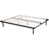 Vente-unique Slatted Bed Base 180 X 200 Cm - 2X19 Slats - With Legs - Black | Size: Double