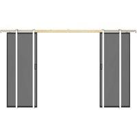 Vente-unique Double Sliding Door With Pocket Door System - Aluminum & Smoked in Black