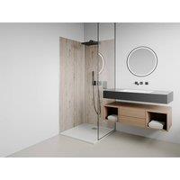 Vente-unique Set Of 2 Aluminium Shower Wall Panels With Profiles - Light Wood in Light Oak