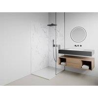 Vente-unique Set Of 2 Aluminium Shower Wall Panels With Profiles - White Marble | Size: 900mm x 1200mm