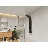 Vente-unique Hydromassage Shower Column With Shelf - Matt Black - 20 X 140 Cm