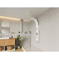 Vente-unique Hydromassage Shower Column With Shelf - Matt White - 20 X 140 Cm
