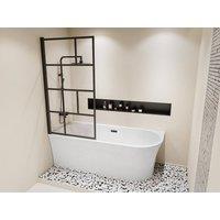 Vente-unique White Shower Bath With Pivoting Bath Screen - 201 L - Left Hand Corner