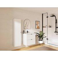 Vente-unique Fluted Wall-Hung Bathroom Tall Unit - Matt White - H140 Cm - ZEVINI