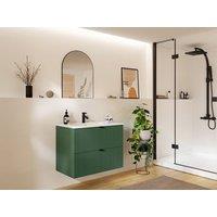 Vente-unique Fluted Wall-Hung Vanity Unit - Matt Green - 80 Cm - ZEVINI