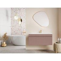 Vente-unique Fluted Wall-Hung Vanity Unit In Pink - 100 Cm - SATARA