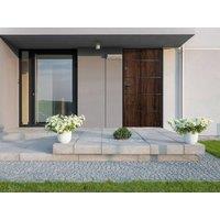Vente-unique Solid Steel & Stainless Steel Front Door - H207 X W100 Cm - Dark in Walnut