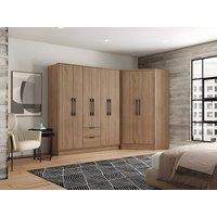 Vente-unique Corner Wardrobe With 8 Doors & 2 Drawers - W263 Cm - Natural - FEOVA in Light Oak