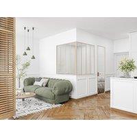 Vente-unique Corner Industrial-Style Glass Partition In Powder-Coated Aluminium in Light Oak