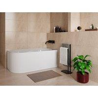 Vente-unique Fluted Corner Bathtub - 150 X 75 X 58 Cm - Acrylic - Matt White