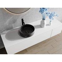 Vente-unique Round Black Marble-Effect Ceramic Countertop Basin - 36 Cm - VIAMARBA