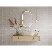 Vente-unique Oval Illuminated Anti-Mist Bathroom Mirror With Gold Surround - 50 X