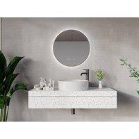 Vente-unique Round Illuminated Anti-Mist Bathroom Mirror With Gold Surround - D60