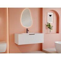 Vente-unique Fluted Wall-Hung Vanity Unit - White - 100 Cm - PALIRO