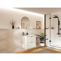 Vente-unique Fluted Wall-Hung Bathroom Unit With Inset Basin - Matt White - 60 Cm