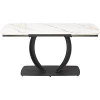 Vente-unique Extendable Dining Table Seating 6 To 6 Cm Ceramic & Black Metal