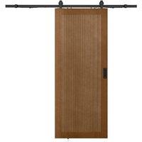 Vente-unique Sliding Door With Pocket Door System In MDF & Dark Natural Wood in Walnut