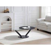 Vente-unique Coffee Table With Swivelling Ceramic, Tempered Glass & Metal Trays in Clear