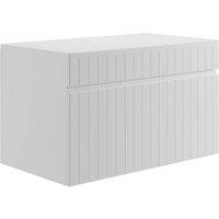 Vente-unique White Ribbed Wall-Hung Vanity Unit With Shelf - 80 Cm - SATARA