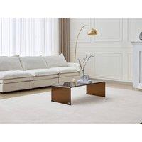 Vente-unique Curved Tempered Glass Coffee Table - Brown - ALONZO in Clear