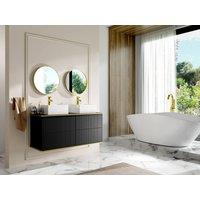 Vente-unique Fluted Wall-Hung Vanity Unit With Gold Trim - Black - 120 Cm - KELIZA