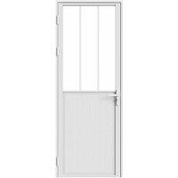 Vente-unique Reversible Aluminum & Tempered Glass Workshop-Style Door - H204 X in White