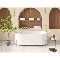 Vente-unique Oval Freestanding Bathtub With Gold Feet - 160 X 73.5 X 59 Cm - White in Metallic Gold