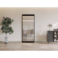 Vente-unique Sliding Door With Concealed Track - Aluminium & Frosted Toughened in Black