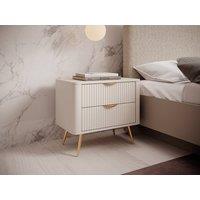 Vente-unique Bedside Table With 2 Drawers - Beige & Gold - ELONARIA