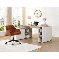 Vente-unique Corner Desk With Storage - MDF - White & Natural - ROMIARA in Light Oak