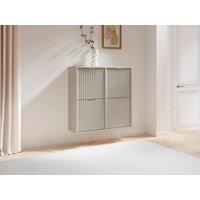 Vente-unique Shoe Cabinet With 4 Drop-Down Compartments - Beige & Gold - FRALYN